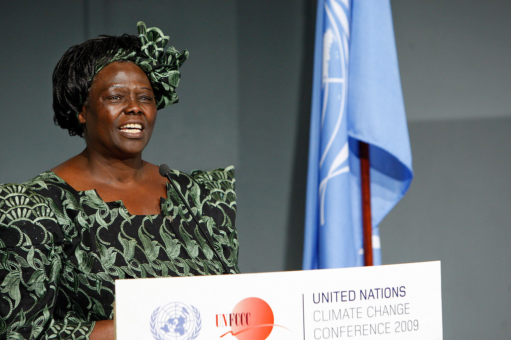 Wangari Maathai speaking to the United Nations
