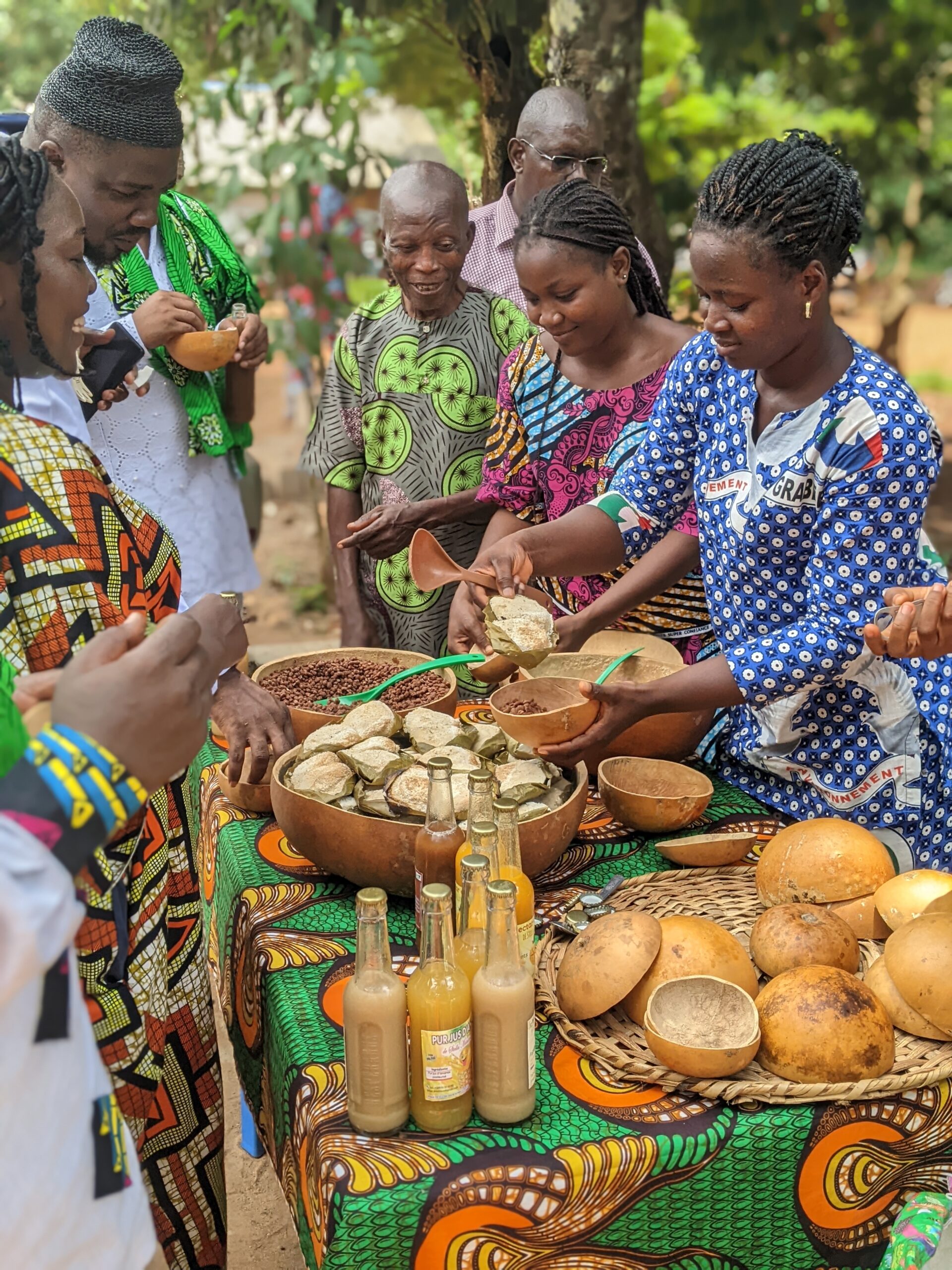 Communities sharing indigenous food in Benin