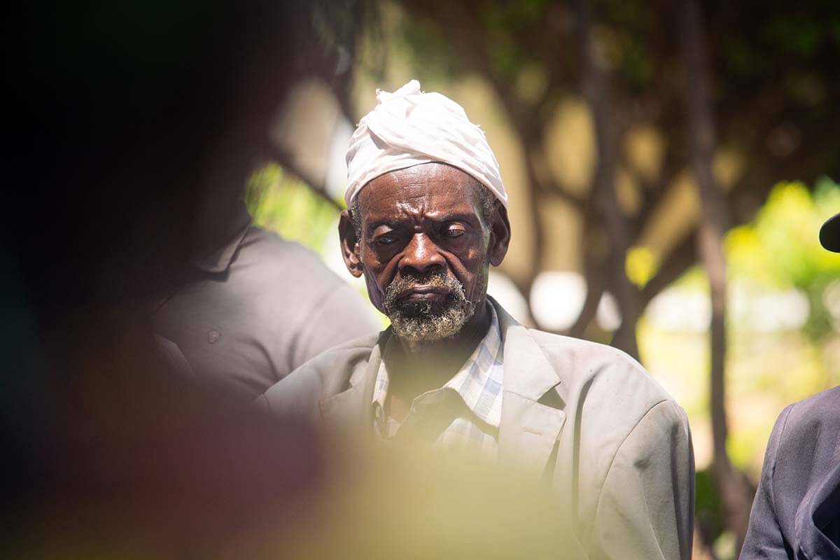 Spiritual leaders and Elders, such as M’Chabari M’Mwarania, are called upon to assist in building memory and mapping the way forward. Photo: Rory Sheldon